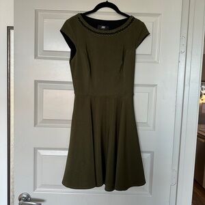 ABS Cap Sleeve Olive Green Cocktail Dress